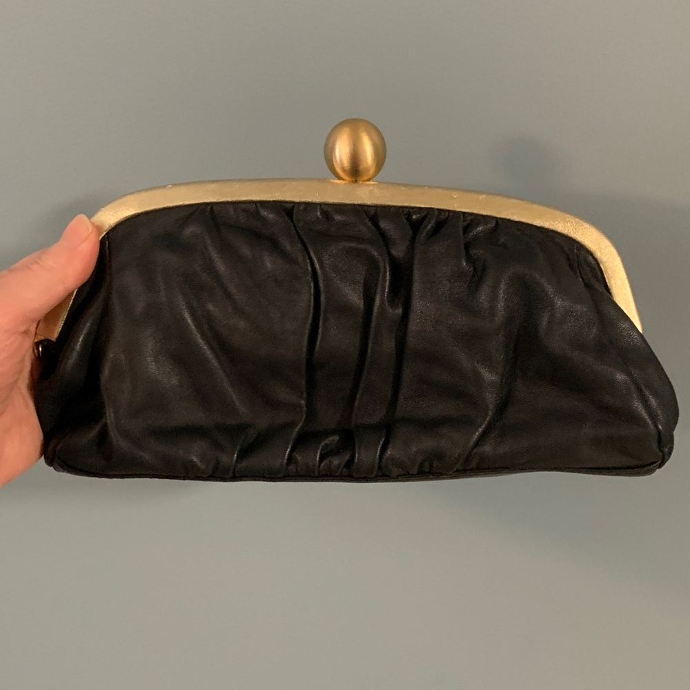 Nicole Miller Black Clutch with Gold Accents